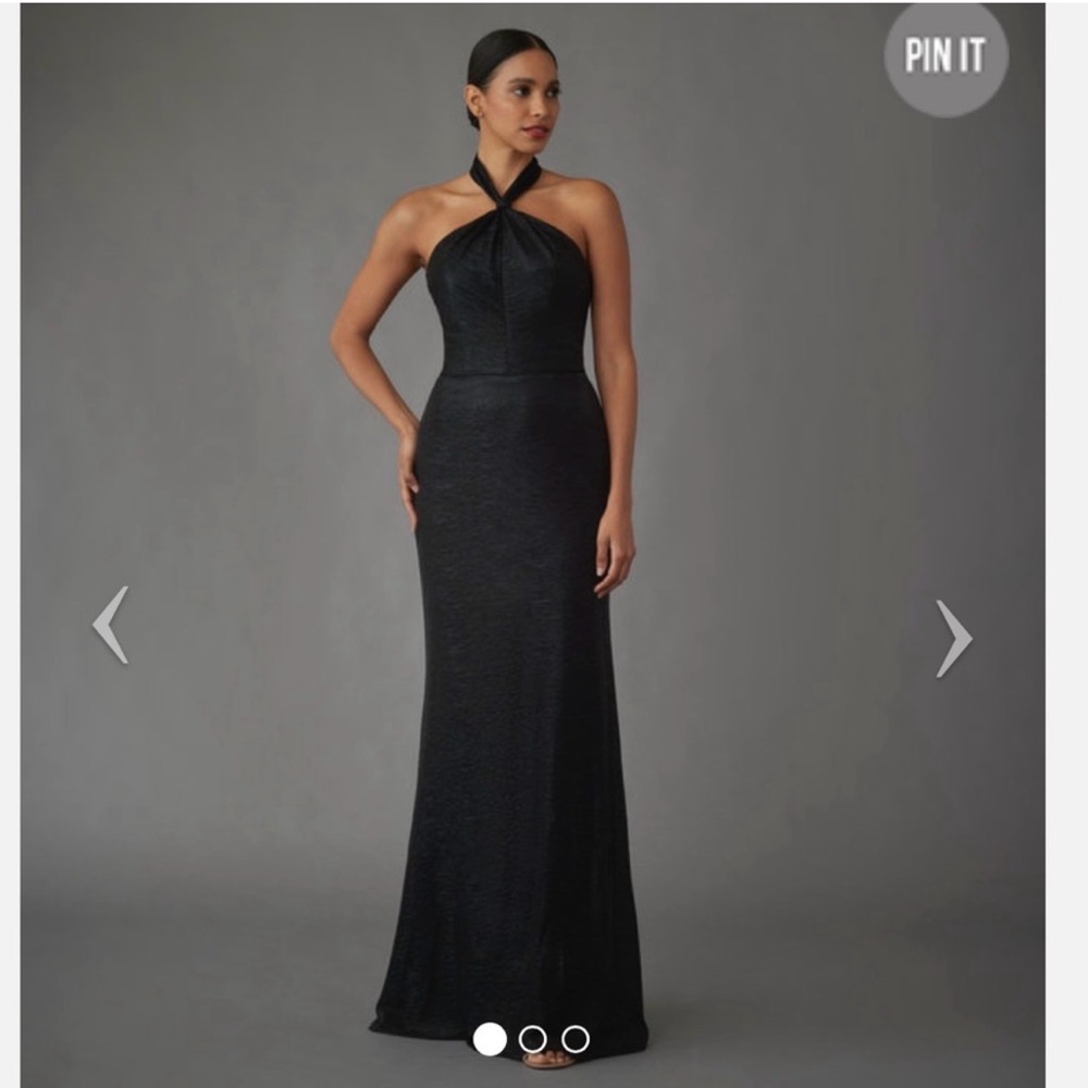 Hayley Paige Occasions Black Halter Backless Evening Dress